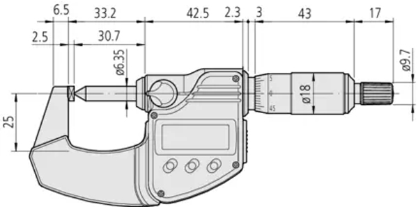 Schema tecnico micrometro digitale Serie 342 Mitutoyo