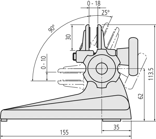 Schema tecnico supporto micrometro Mitutoyo