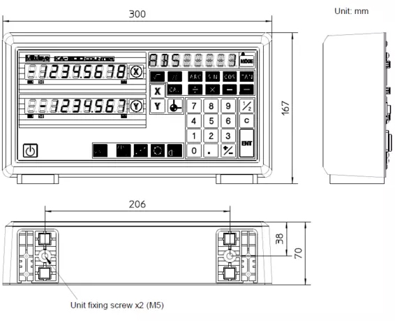 Schema tecnico visualizzatore di quote KA-200 Mitutoyo