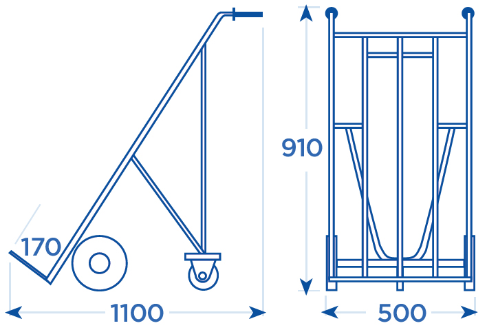 Schema tecnico carrello trasformabile 092 OMCN