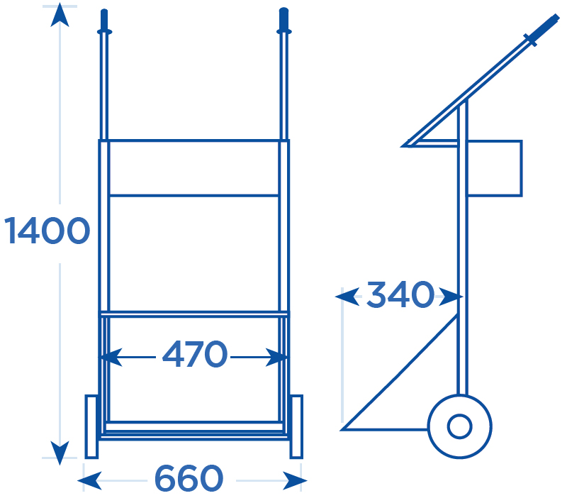 Schema tecnico carrello portabombole 095 OMCN