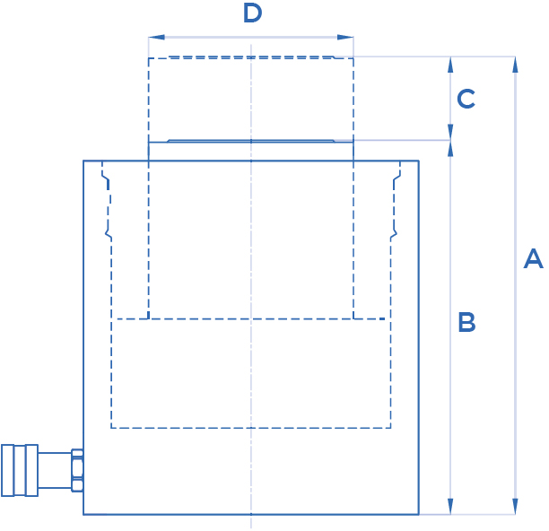 Schema tecnico cilindro idraulico alta potenza semplice effetto OMCN 368/DM