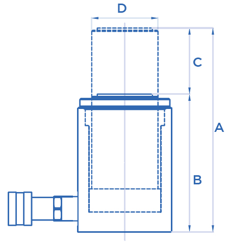 Schema tecnico cilindro idraulico generico semplice effetto OMCN 361/B