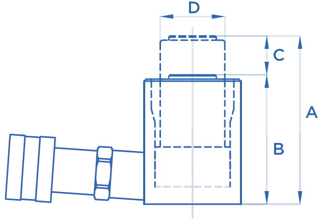 Schema tecnico cilindro idraulico semplice effetto OMCN 363/M