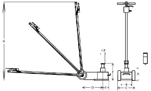 dimensioni sollevatore idropneumatico Rodcraft LHH35