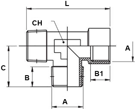 Raccordi a T intermedi Aignep 50230 per aria compressa (10pz