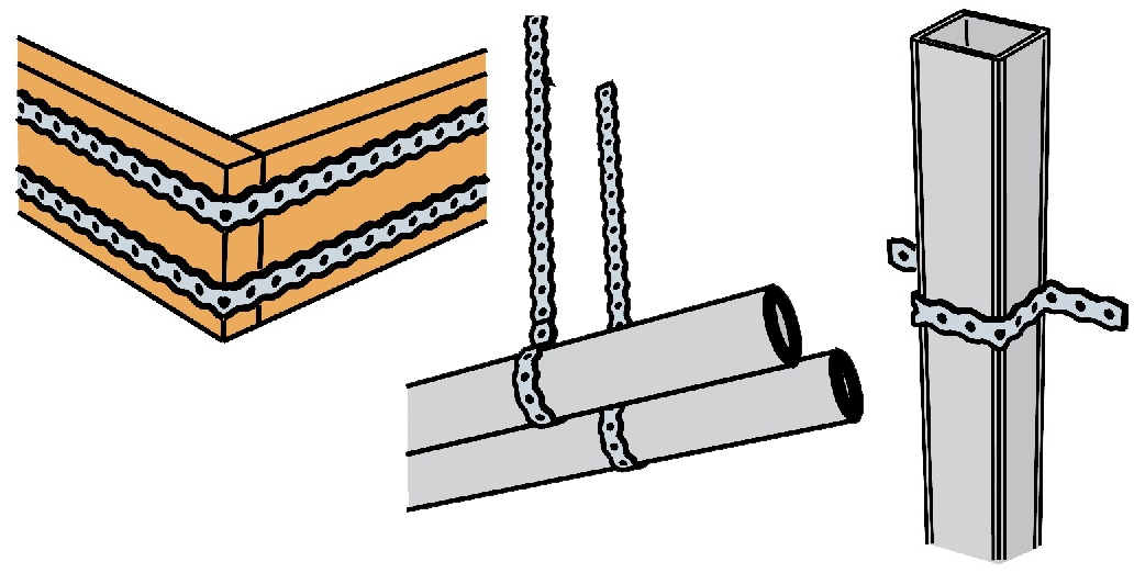 Dettaglio installazione bandella metallica FB Simpson Strong-Tie