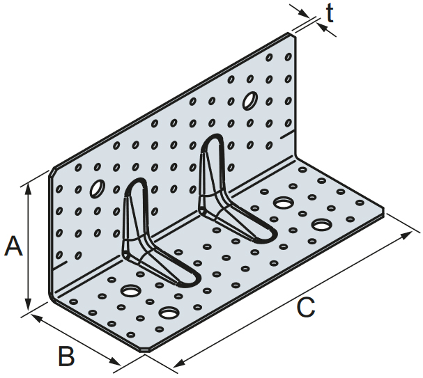 Schema tecnico piastra angolare ABR255 Simpson Strong-Tie