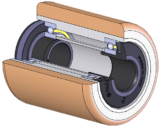 Dettaglio costruzione rullo per transpallet elettrici Serie 75HS Tellure Rota