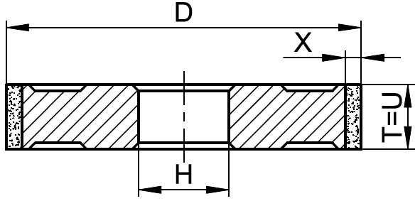 Schema tecnico disco abrasivo per la rettifica Tyrolit Startec XP-P forma 1A1