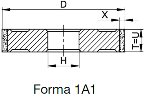 Schema tecnico disco diamantato per rettifica a umido Tyrolit Startec Basic forma 1A1